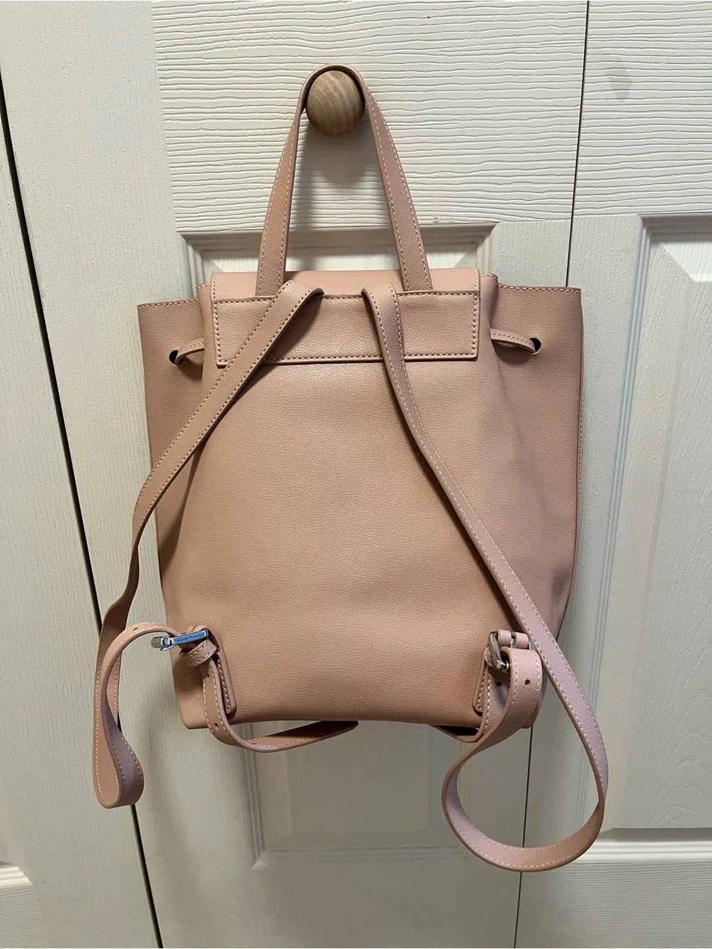 Adolfo Dominguez Dusty Pink Genuine Leather Backpack